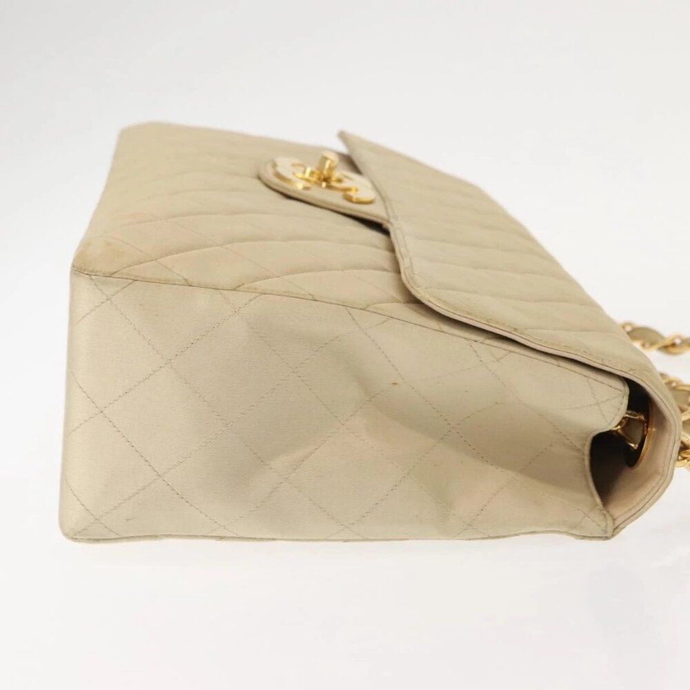 CHANEL Matelasse 34 Chain Shoulder Bag Satin Beige Gold CC Auth 150935 - Picture 4 of 15